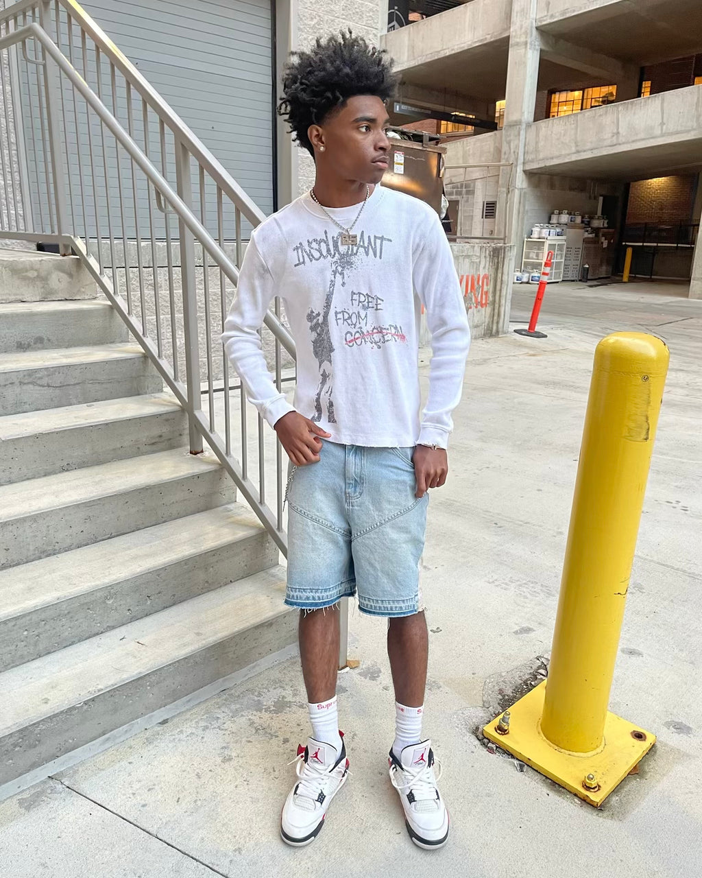 MORTAL FLOWER DENIM SHORTS