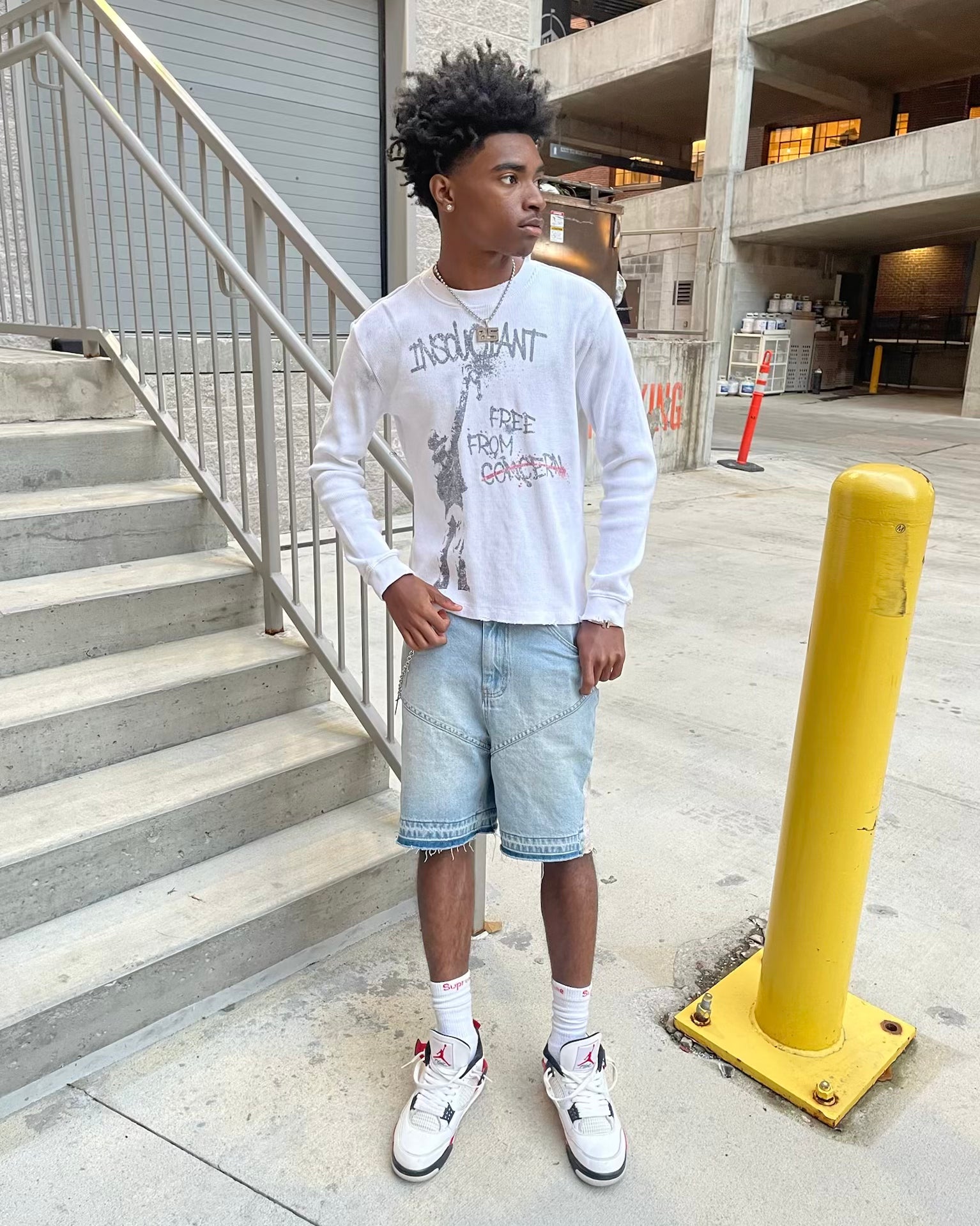 MORTAL FLOWER DENIM SHORTS