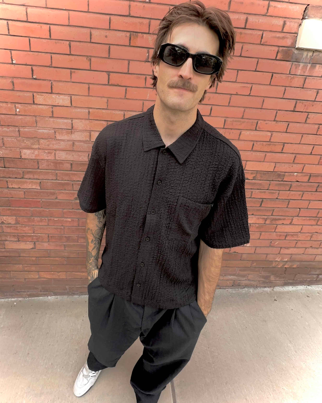 NIGHTWALKER TEXTURED BUTTON UP