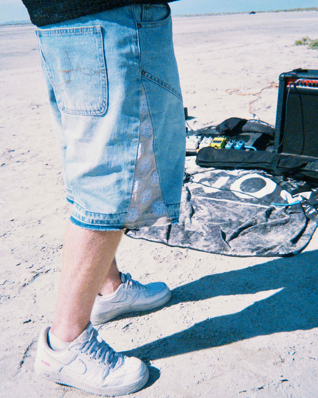 MORTAL FLOWER DENIM SHORTS